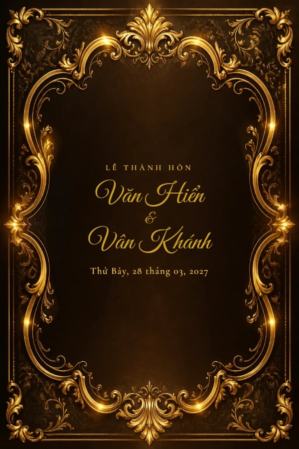 Mẫu thiệp Baroque Vàng