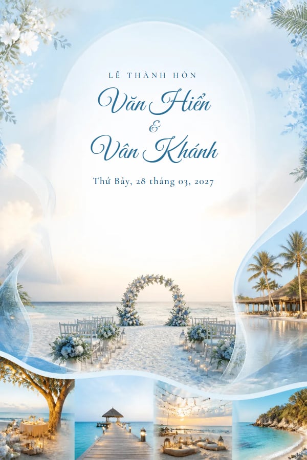 Mẫu thiệp Biển Xanh