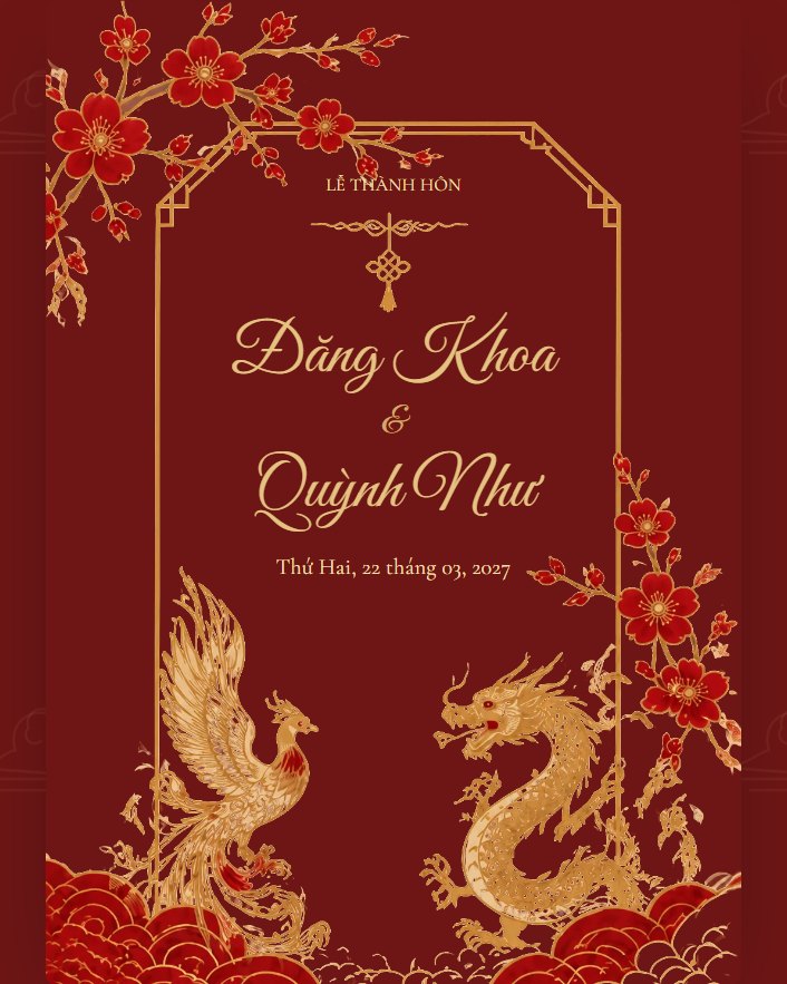 Mẫu thiệp Long Phụng Đỏ