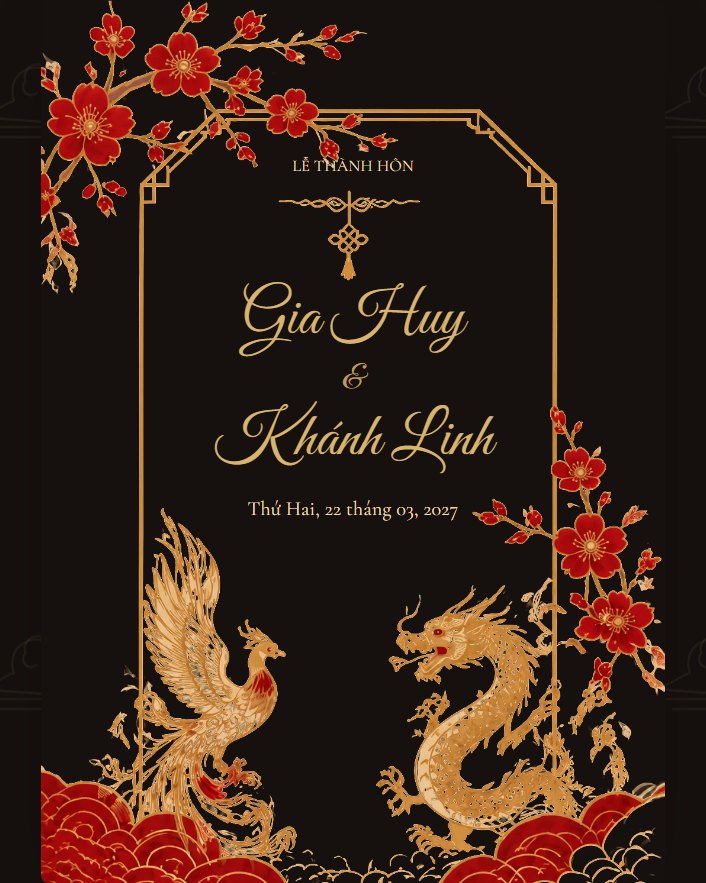 Mẫu thiệp Long Phụng Huyền