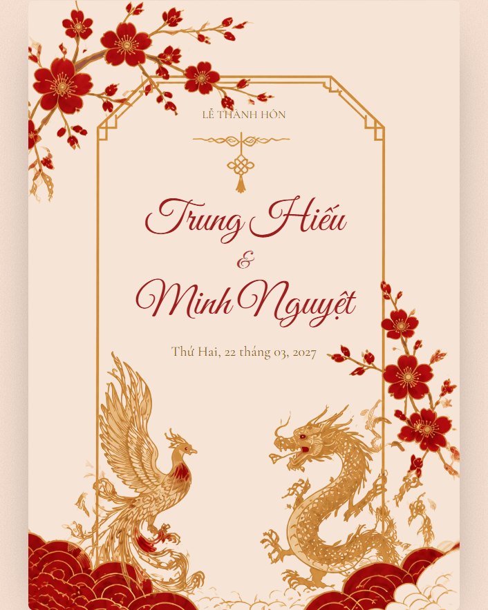 Mẫu thiệp Long Phụng Kem