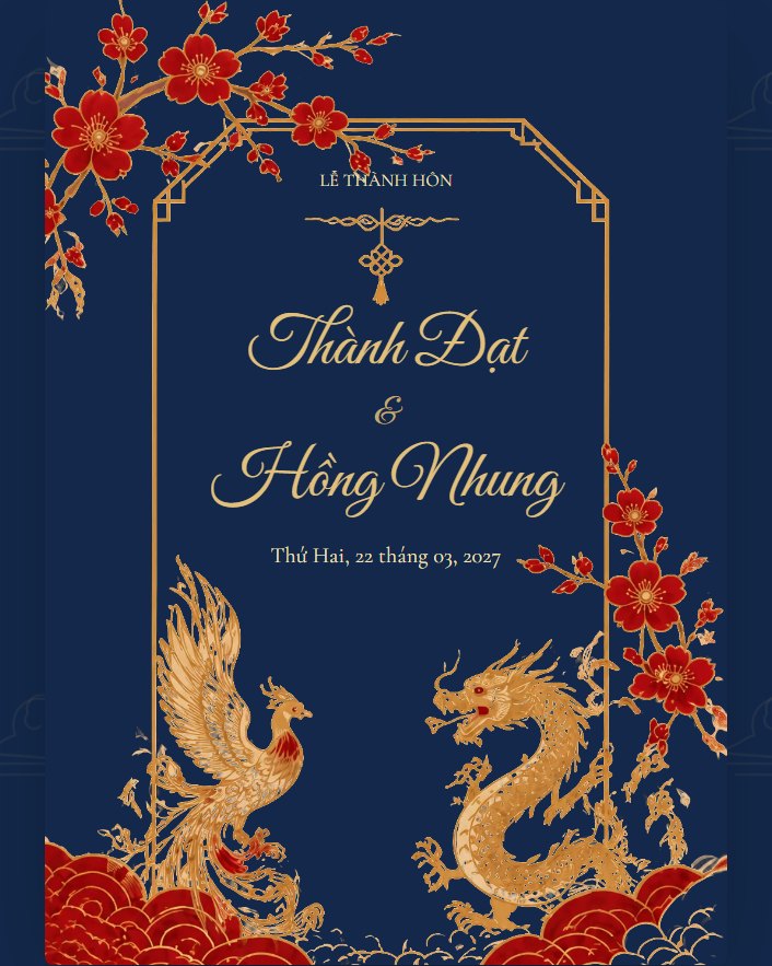 Mẫu thiệp Long Phụng Lam