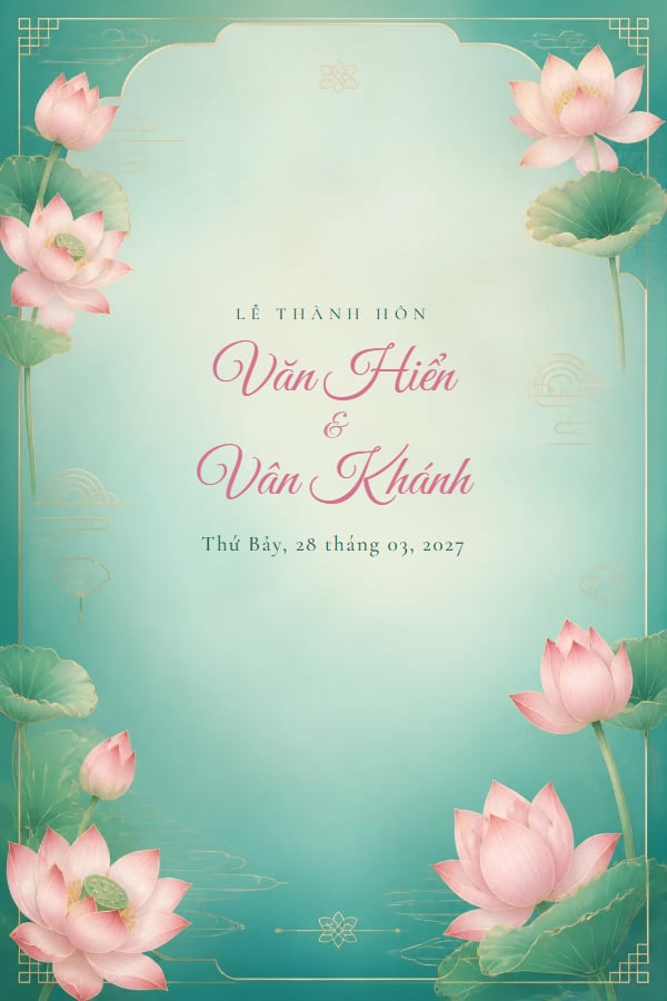 Mẫu thiệp Sen Hồng