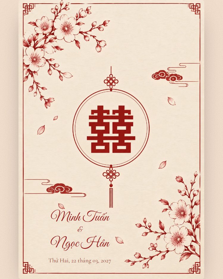 Mẫu thiệp Song Hỷ Kem