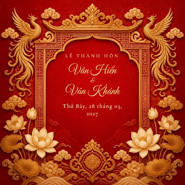 Mẫu thiệp Truyền Thống Đỏ Vàng